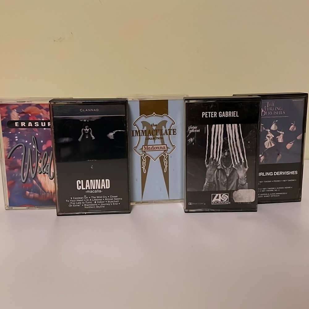 Random goodness Erasure Madonna Clannad Peter Gabriel Whirling Dervishes tapes